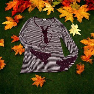 BKE Lace-Up Striped Top